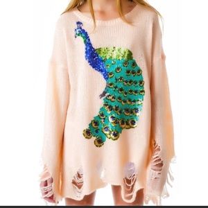 Wildfox Couture Peacock Sequin Lennon Sweater